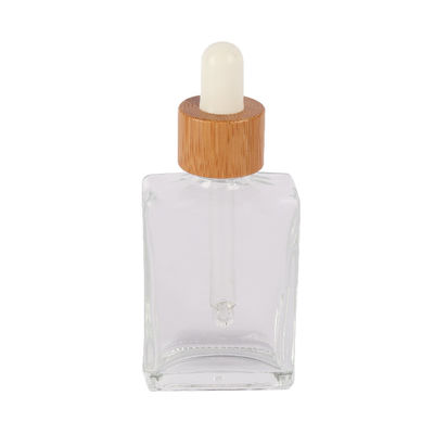 30 ml 50 ml 100 ml vierkant helder glas dropper fles Eco-vriendelijk bamboe essentiële olie fles