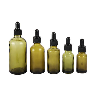 Olijfgroene glazen tinctuurflessen Etherische olie glazen dropperflessen 5ml 10ml 15ml 20ml 30ml