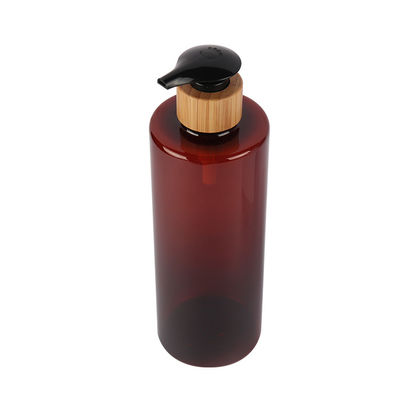 60ml 80ml 100ml 120ml 150ml 180ml 200ml 250ml 300ml Amber Flat Shoulder PET Fles met natuurlijke bamboe lotion pomp
