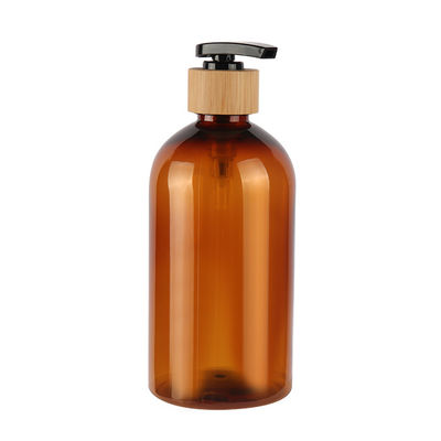 Natuurlijke bamboe cosmetische lotion fles Hervulbaar 200 ml 300 ml 500 ml Amber PET fles