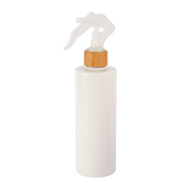 Witte platte schouders PET natuurlijke bamboe trigger spray fles voor parfum toner